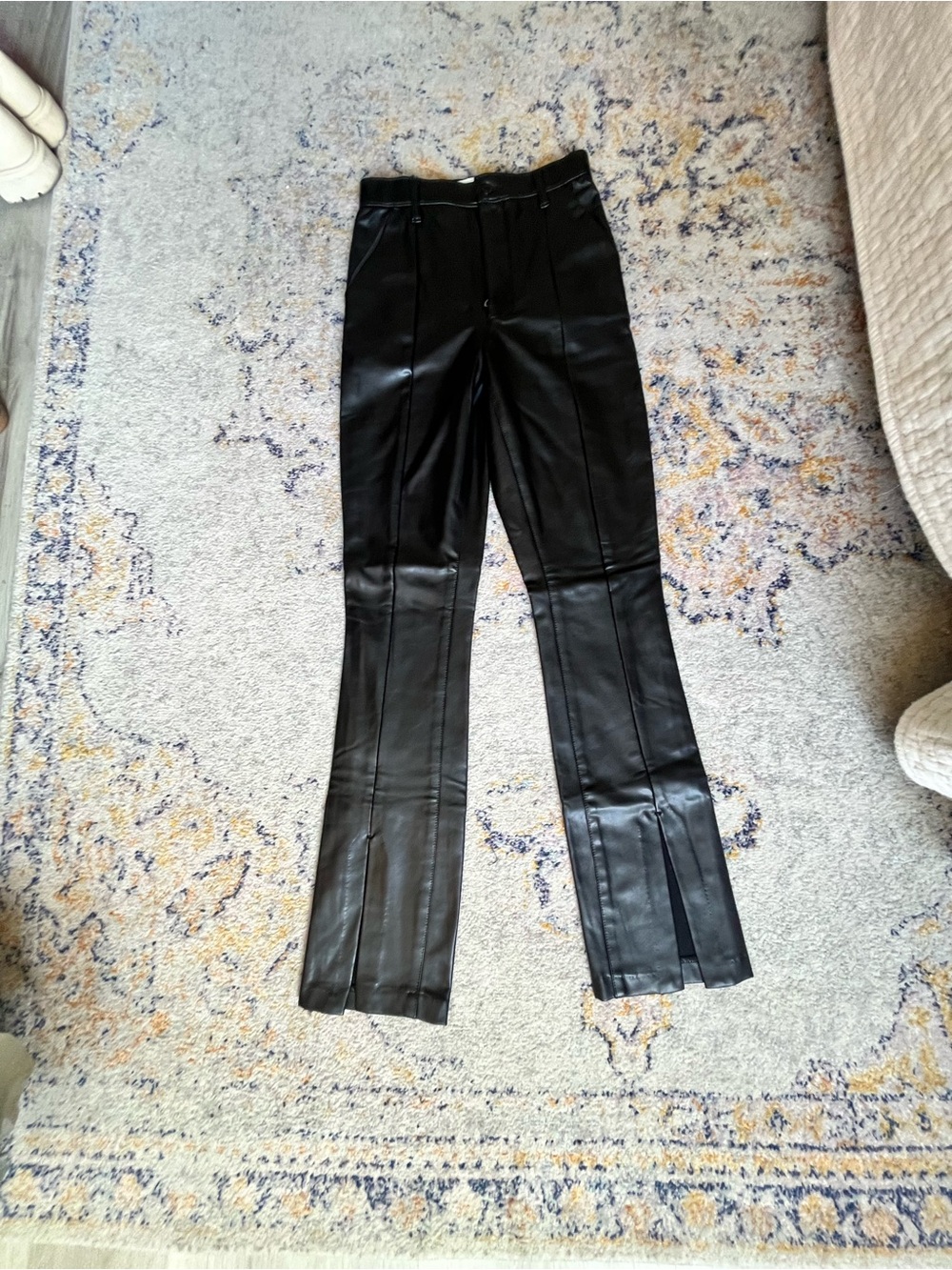 Abercrombie & Fitch Black Faux Leather Boot-Cut Pants